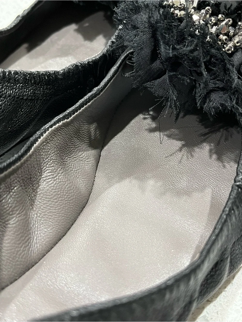 Tory Burch Amelia Black Leather Ballet Flats Size 7 Very Good Condition No Box